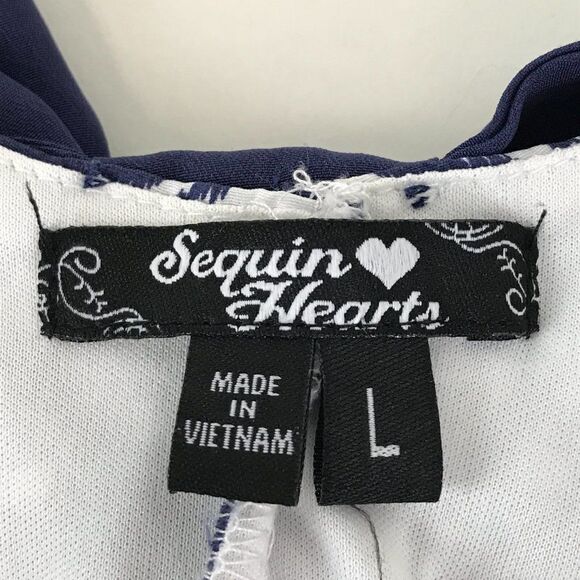 Sequin Hearts Sleeveless Fit & Flare Dress Juniors' Large Scoop Neck Bow Lined - Picture 8 of 10